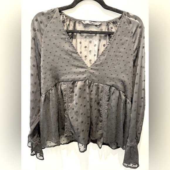 Zara Polka Dot V Neck Black - Picture 2 of 4